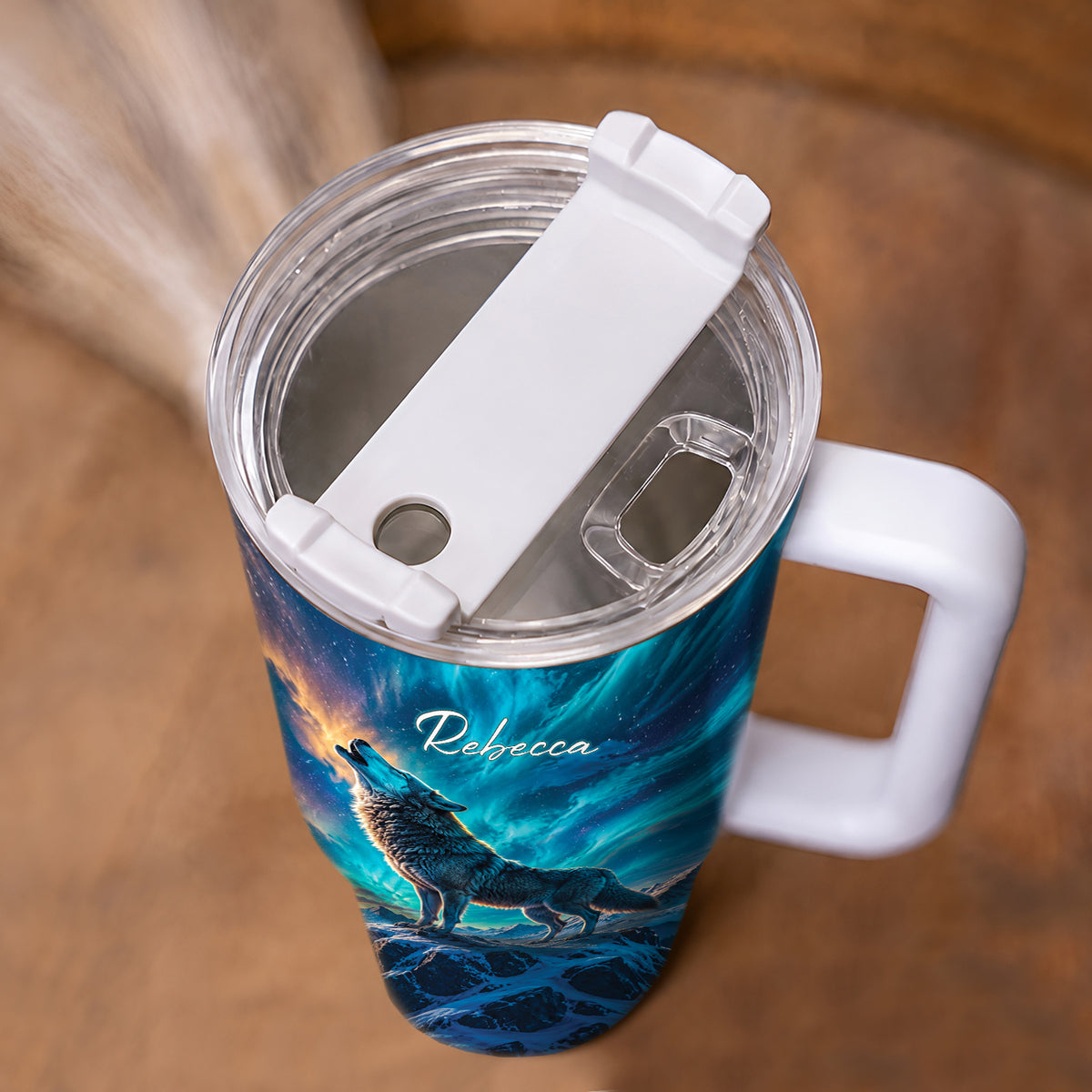 Celestial Wolf Howl Personalized Tumbler