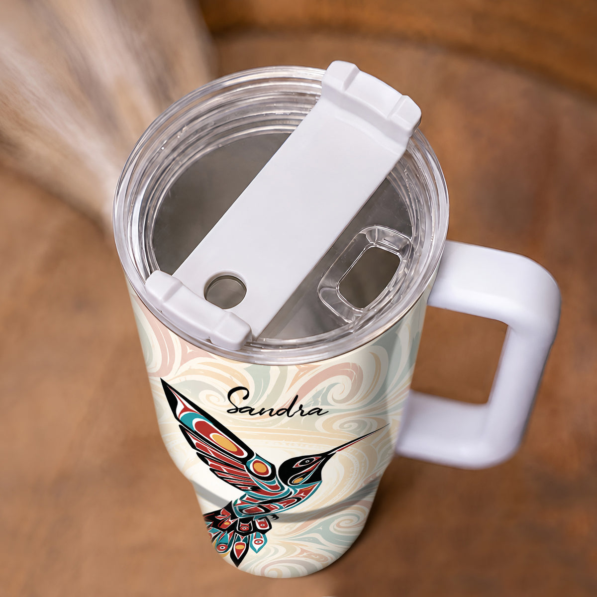 Crimson Hummingbird Grace Personalized Tumbler