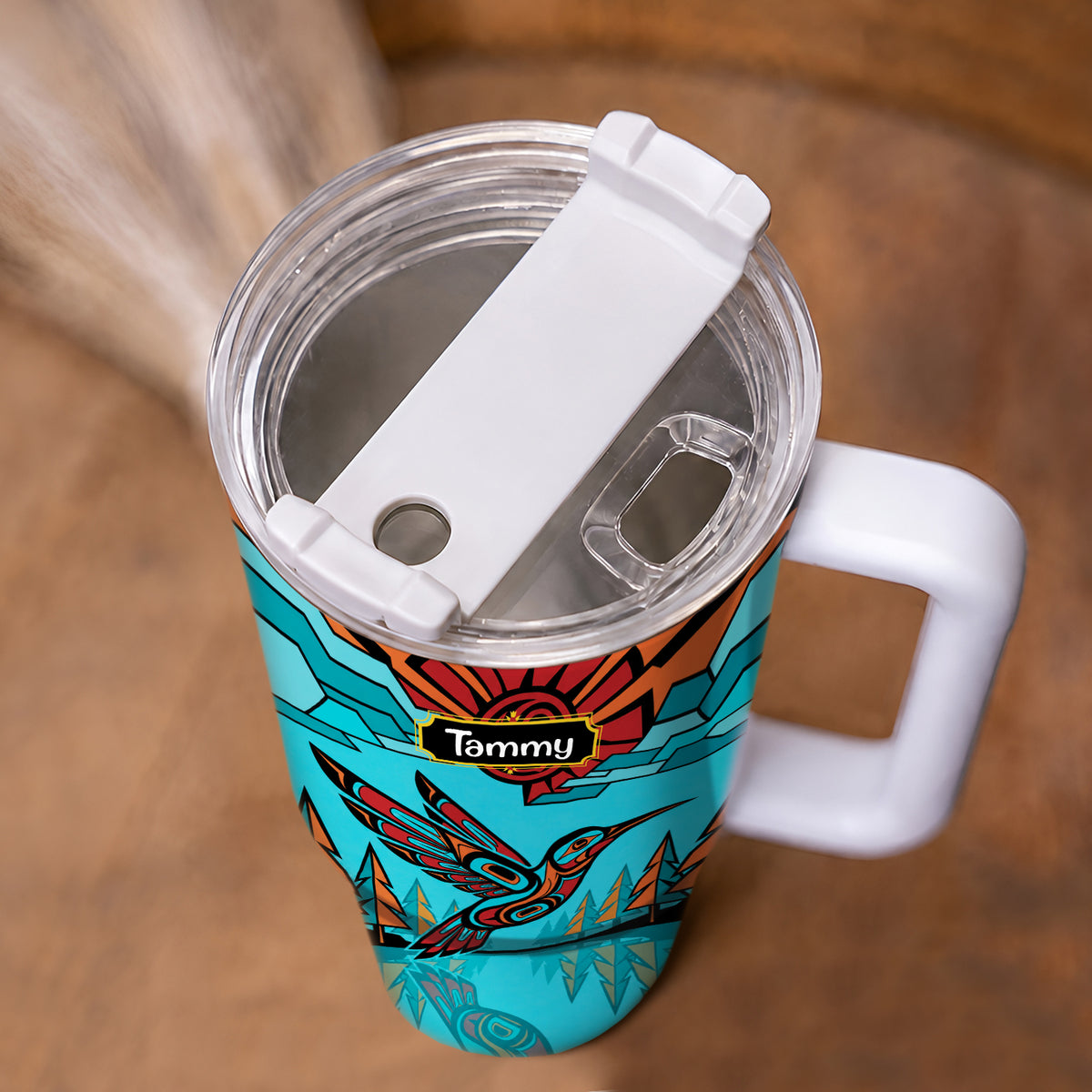 Turquoise Hummingbird Horizon Personalized Tumbler