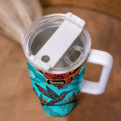 Turquoise Hummingbird Horizon Personalized Tumbler