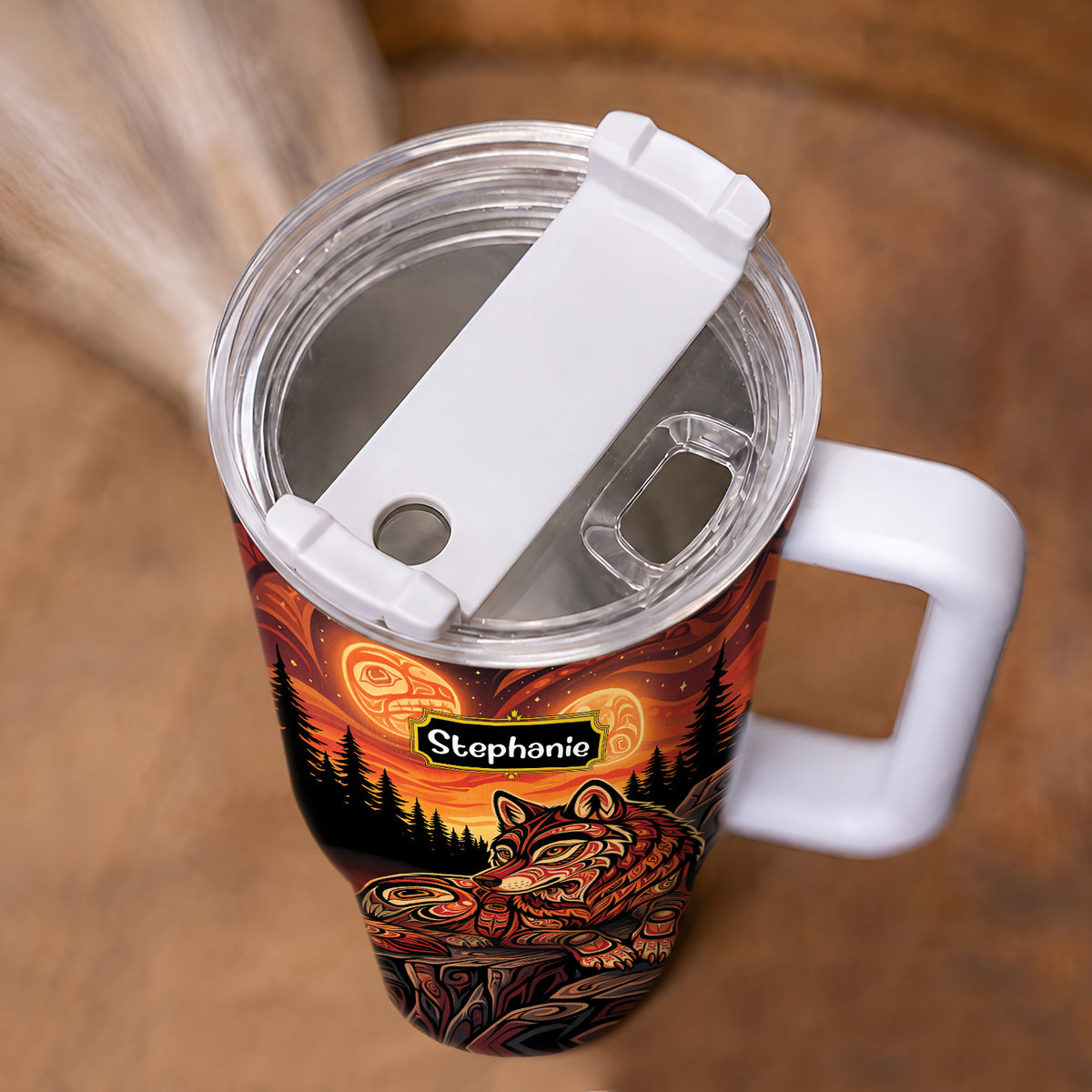Moonlit Wolf Guardian Personalized Tumbler