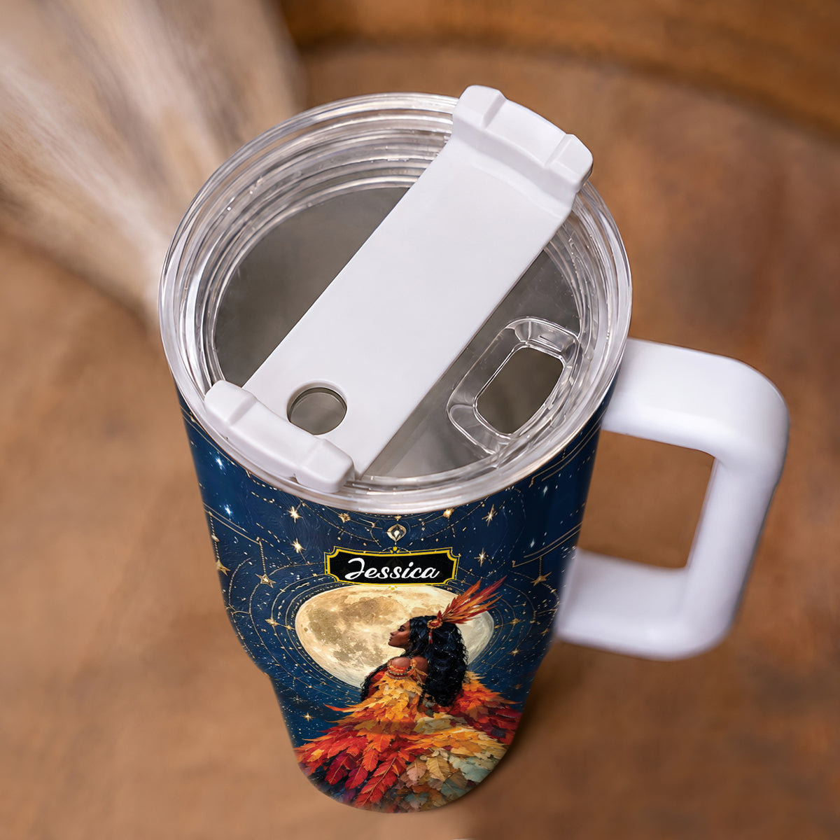 Moonlit Feather Grace Personalized Tumbler