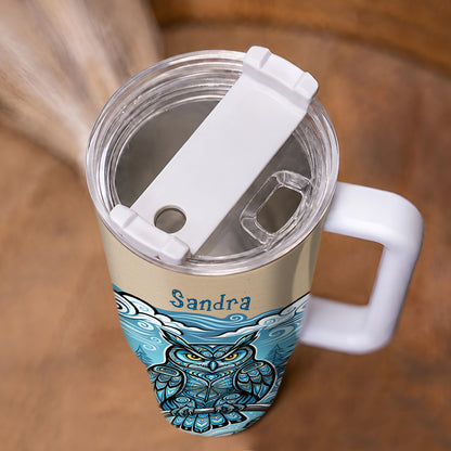 Azure Owl Spirit Personalized Tumbler