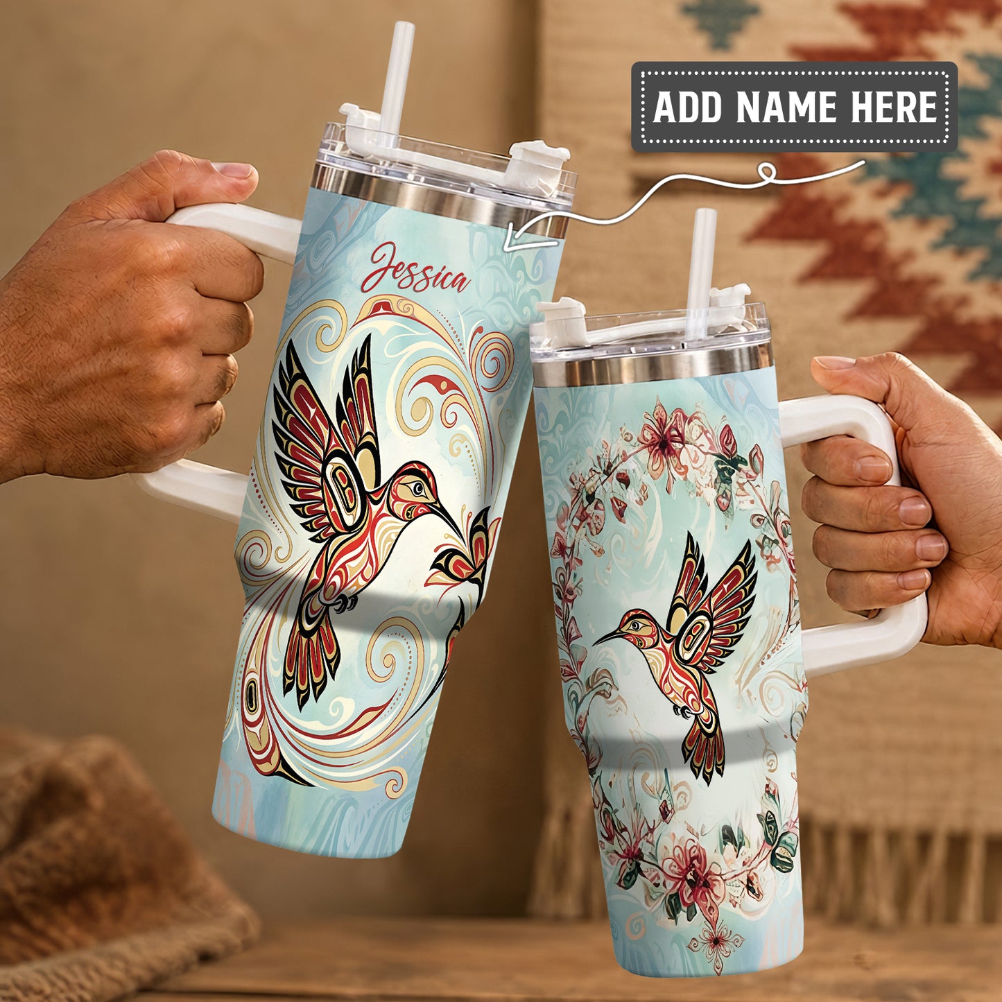 Turquoise Hummingbird Dream Personalized Tumbler