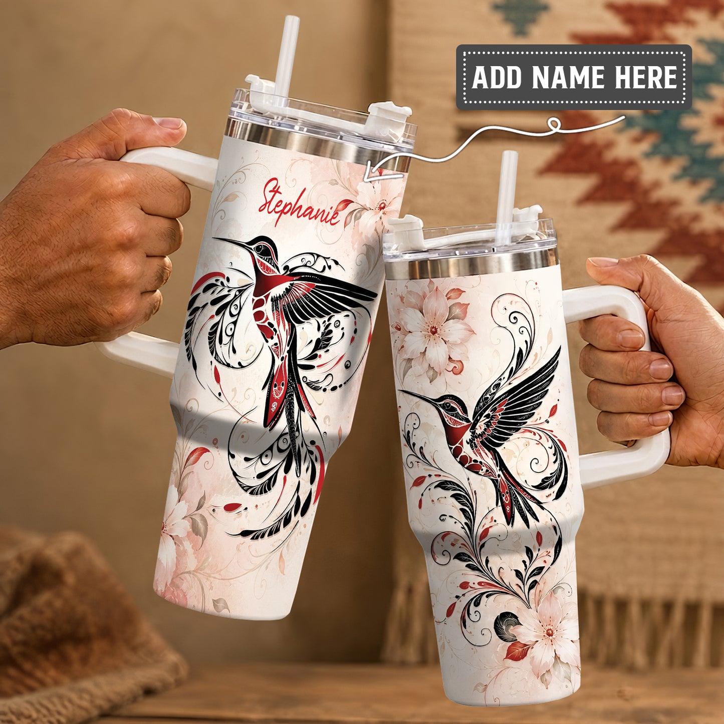 Hummingbird Rose Harmony Personalized Tumbler