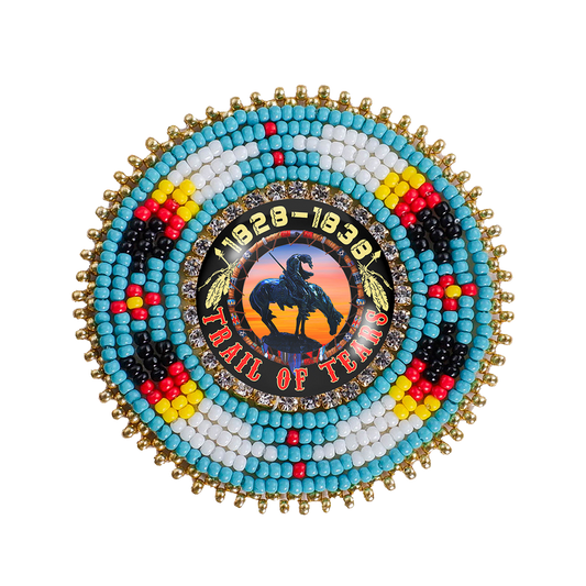 SALE 50% OFF - Trail of Tears Feathers Handmade Glass Beaded Patch Necklace Pendant