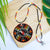 SALE 50% OFF - MMIW Red Hand Sunburst Beaded Patch Necklace Pendant Unisex With Native American Style