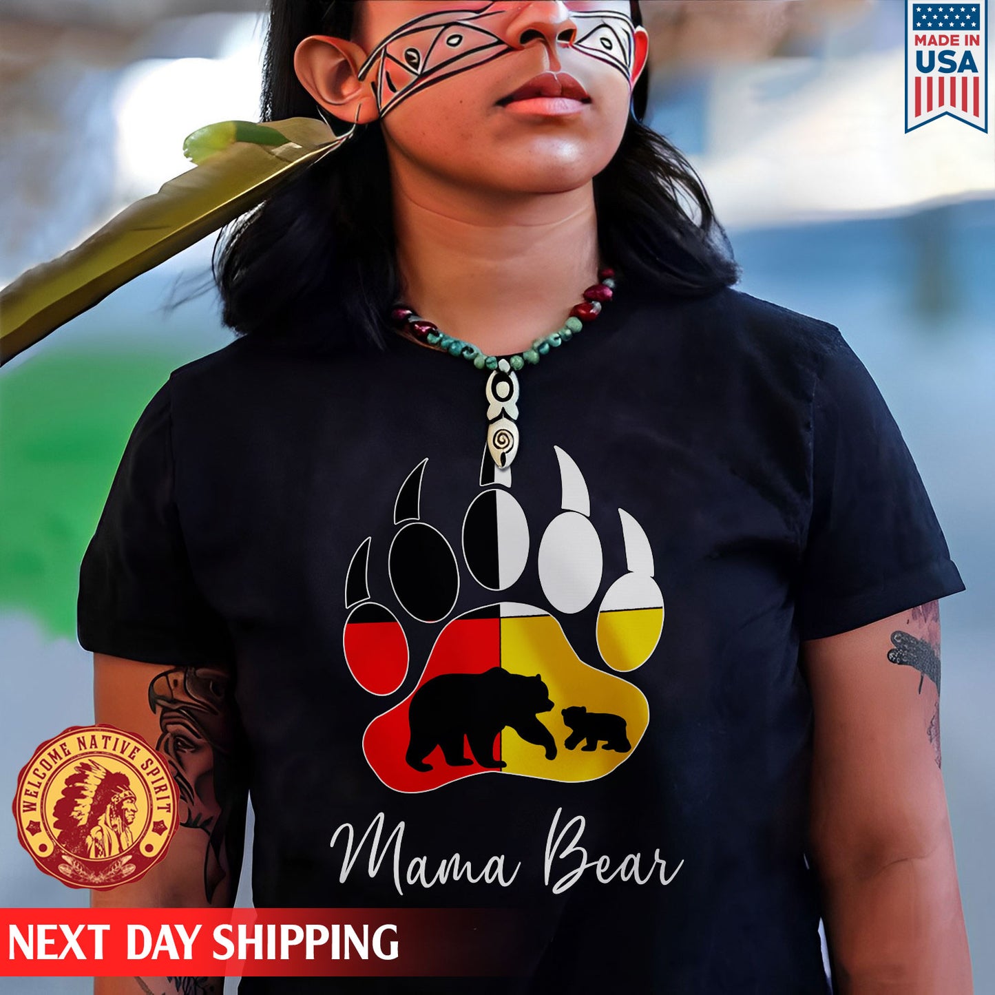 Native American Mama Bear Foot Colors Shirt