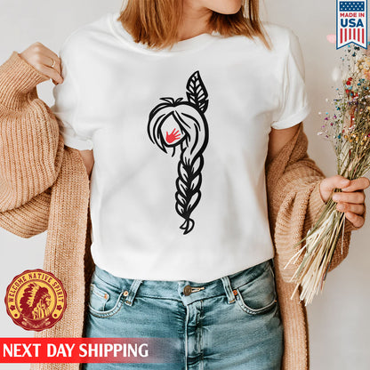 MMIW - I Wear Red For My Sisters Red Hand Black Hair Indigenous Women Shirt