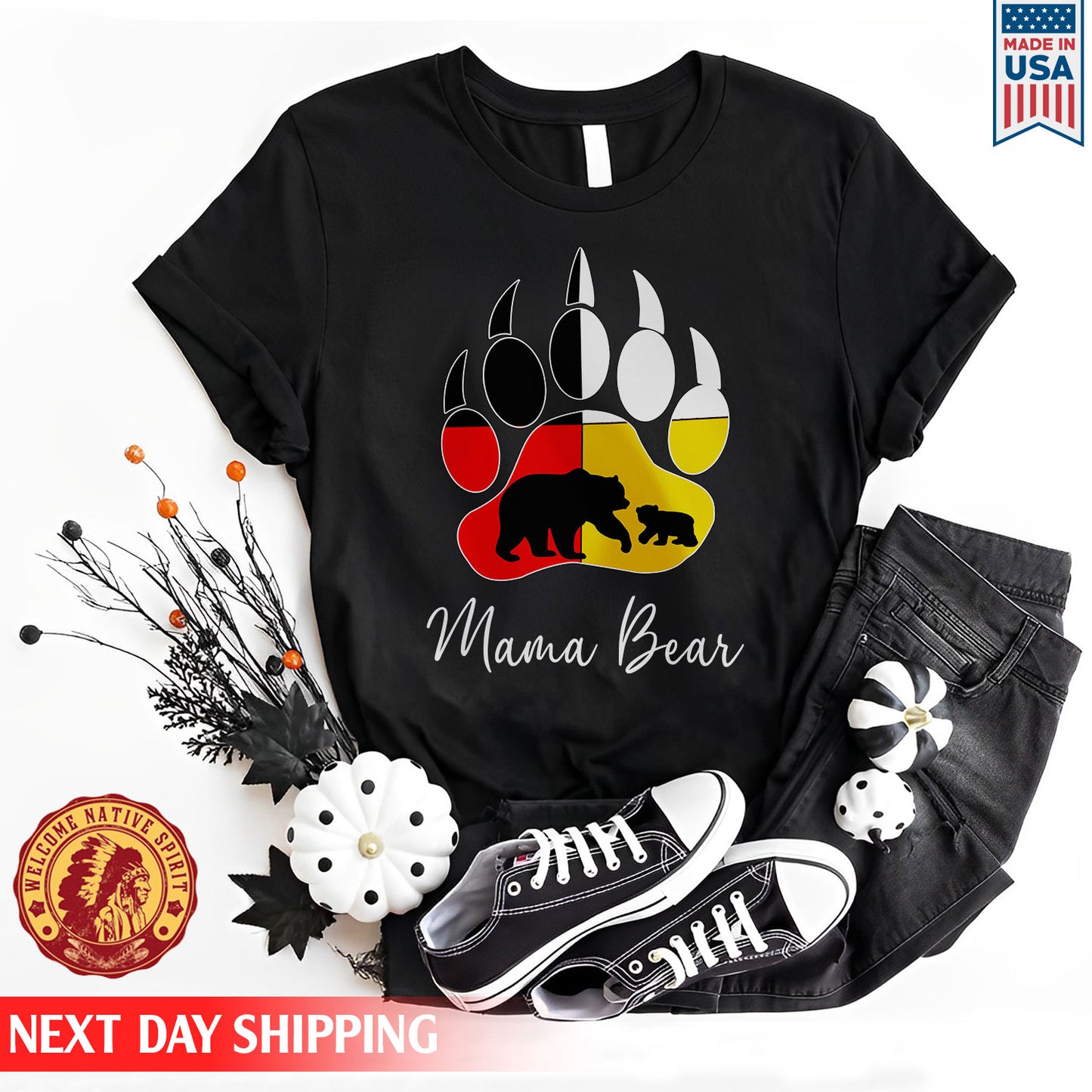Native American Mama Bear Foot Colors Shirt