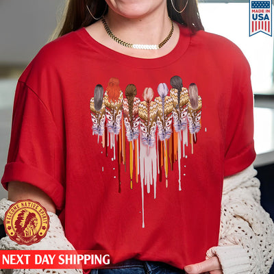 Native American Women Together Feather Heart Shirt