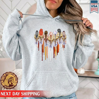 Native American Women Feather Heart Unisex Hoodie/Sweatshirt/T-Shirt