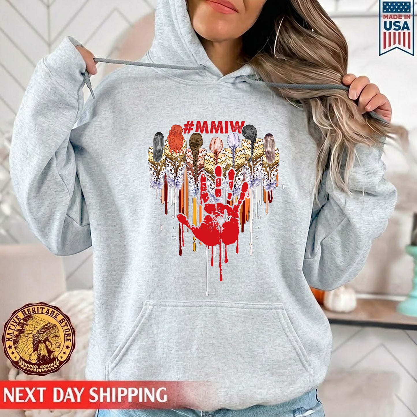 MMIW Women Heather Gray Hand Together Feather Heart Unisex T-Shirt/Hoodie/Sweatshirt