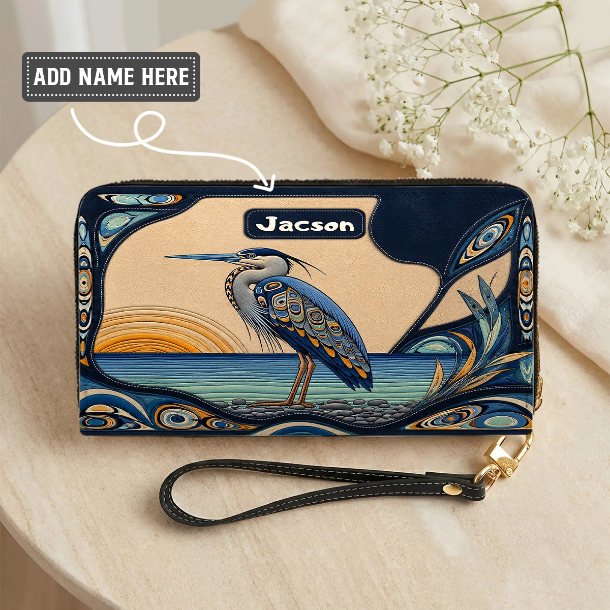 Spirit of the Heron Personalized Leather Bag