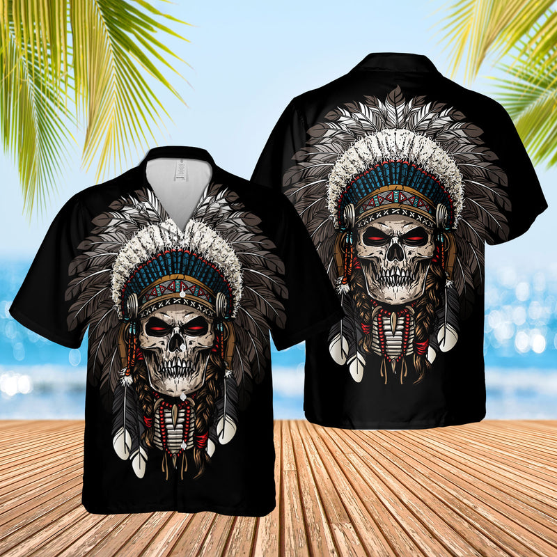 Native American Skull Hawaiian Shirt NBD