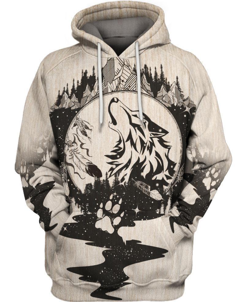 Round Nature Wolf 3D Hoodie - Native American Pride Shop