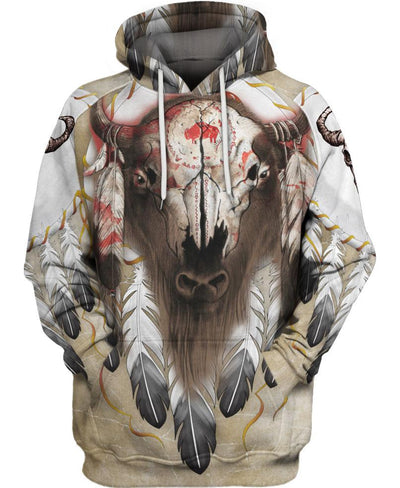 Native Buffalo Skull 3D Hoodie - Native American Pride Shop