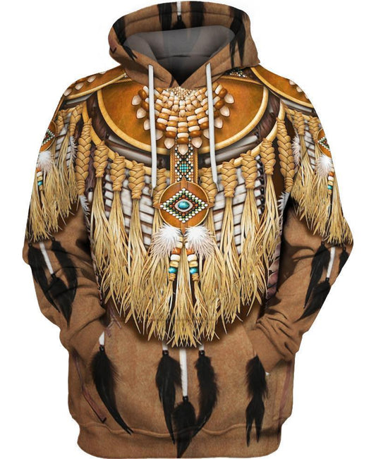 Native Patterns Feathers 3D Hoodie - Native American Pride Shop