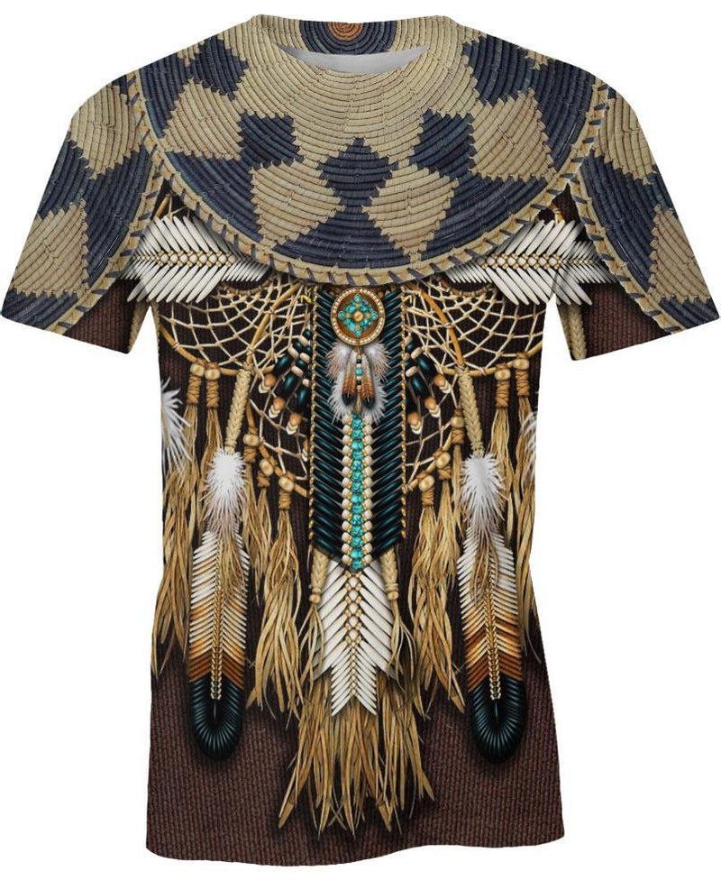 Brown Native Bead Dreamcatcher 3D Hoodie - Native American Pride Shop