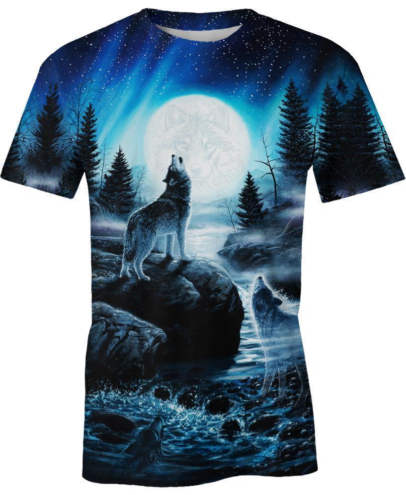 Wolf Blue Moon 3D Hoodie - Native American Pride Shop