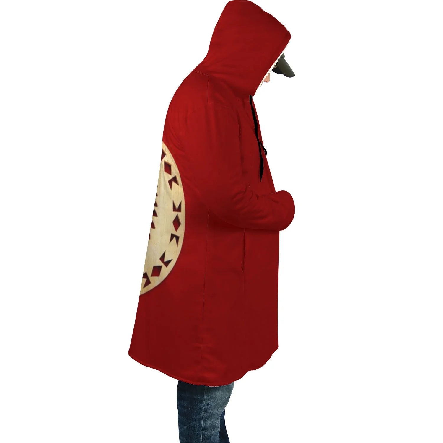 Native American Pride Horn Button Long Fleece Windbreaker