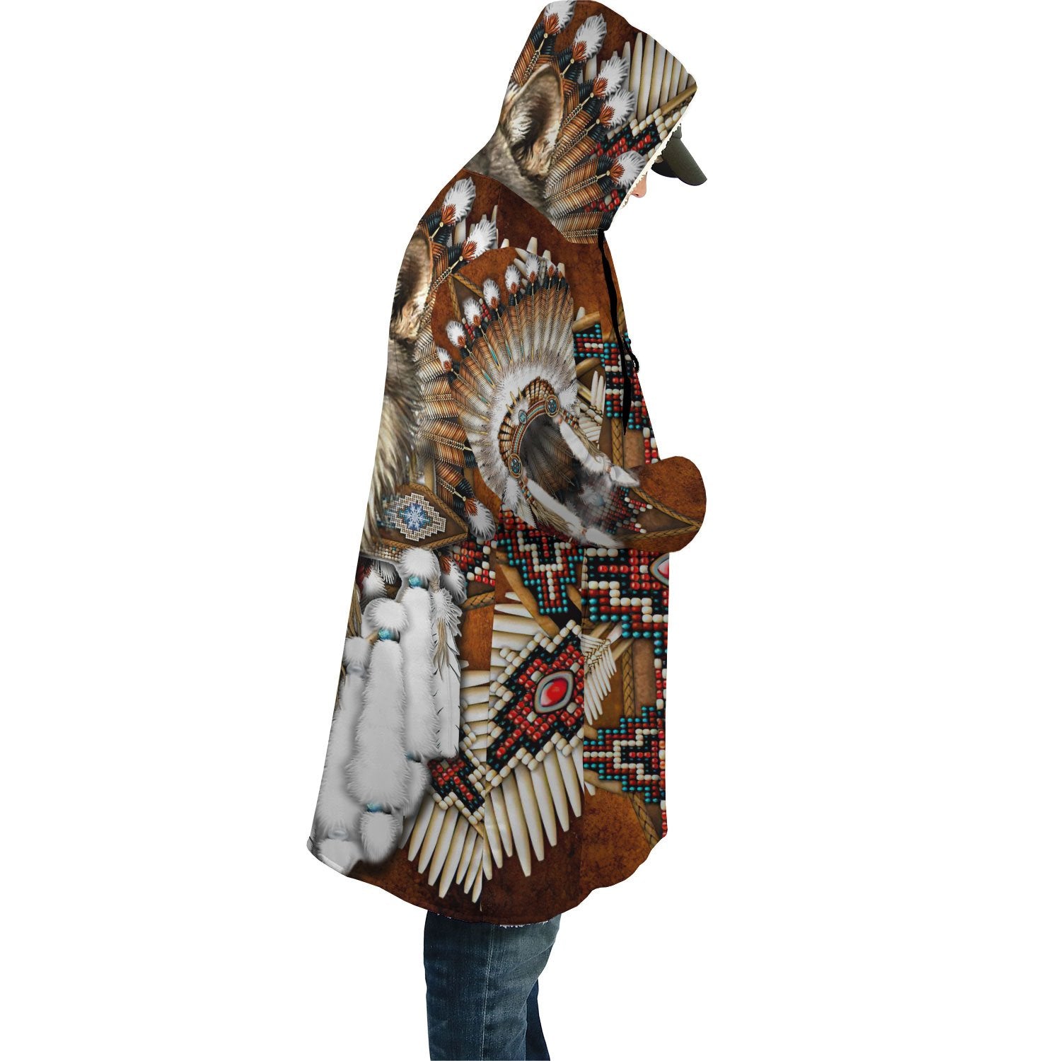 Amazing Wolf Feather Native Cloak