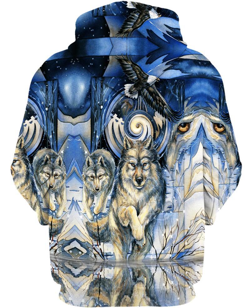 Wolf Eagle 3D Hoodie - Native American Pride Shop