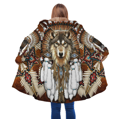 Amazing Wolf Feather Native Cloak