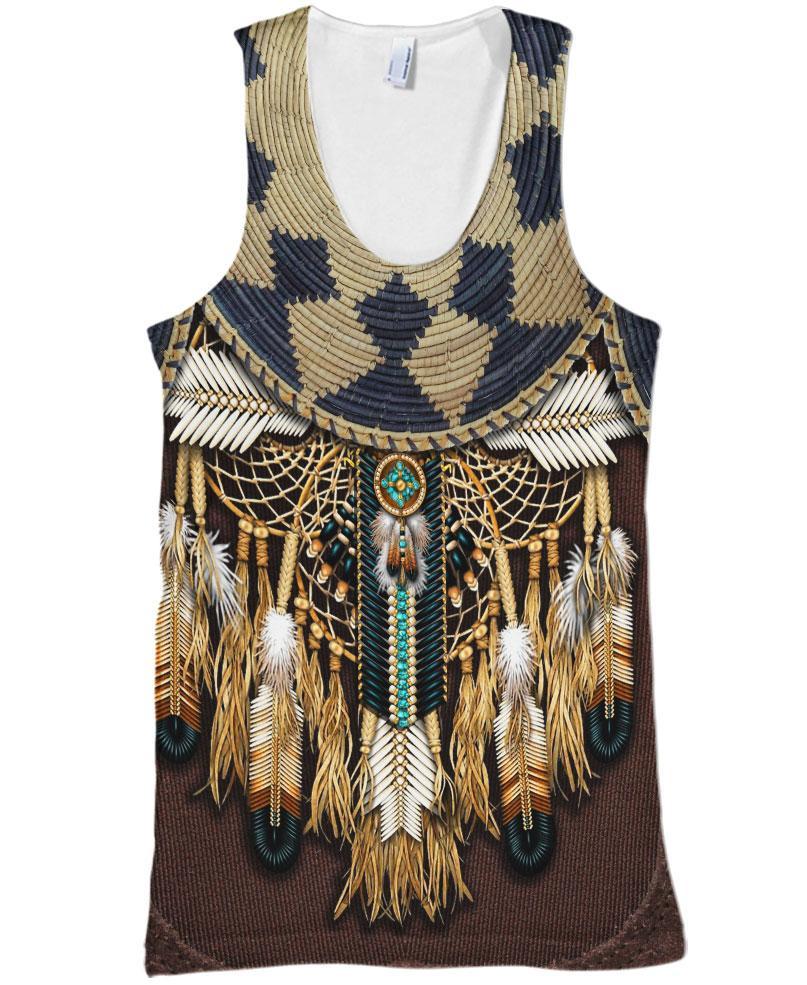 Brown Native Bead Dreamcatcher 3D Hoodie - Native American Pride Shop