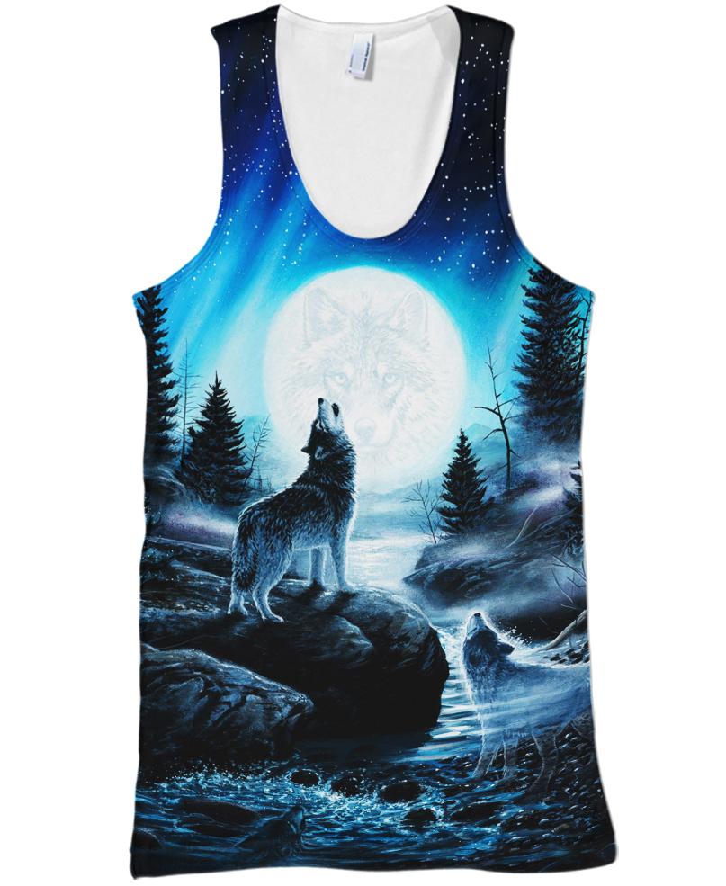 Wolf Blue Moon 3D Hoodie - Native American Pride Shop