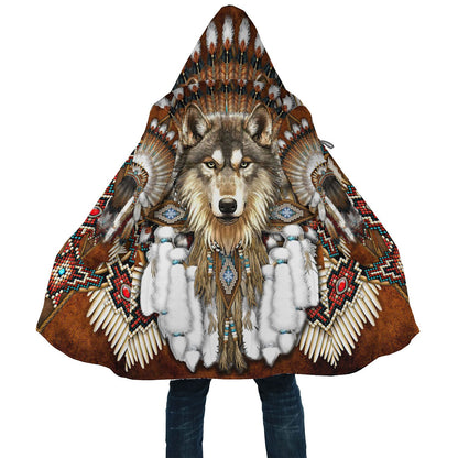Amazing Wolf Feather Native Cloak