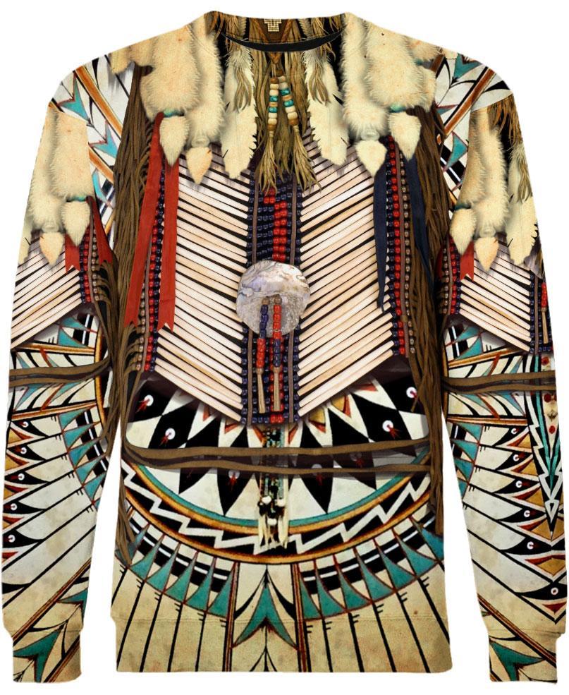 White Bead Pattern 3D Hoodie - Native American Pride Shop