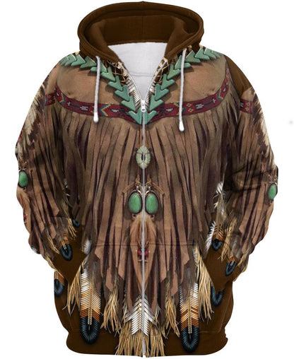 Dark Brown Printed Suede 3D Hoodie - Native American Pride Shop