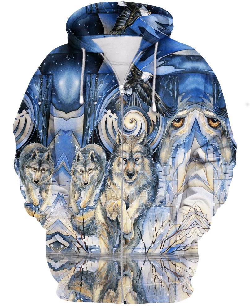 Wolf Eagle 3D Hoodie - Native American Pride Shop
