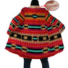 Native American Culture Pattern Horn Button Long Fleece Windbreaker NBD