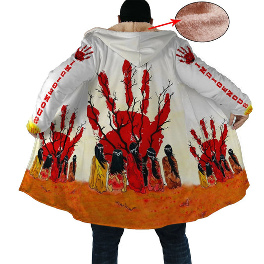 Indigenous Art Horn Button Long Fleece Windbreaker