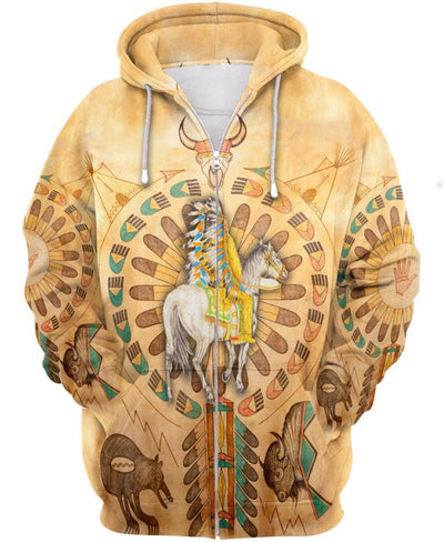 Yellow Native Horse 3D Hoodie - Native American Pride Shop