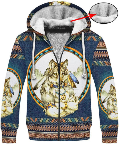 Blue Wolf Man 3D Hoodie - Native American Pride Shop