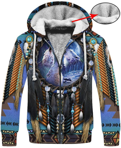 Blue Wolf Dreamcatcher Native 3D Hoodie
