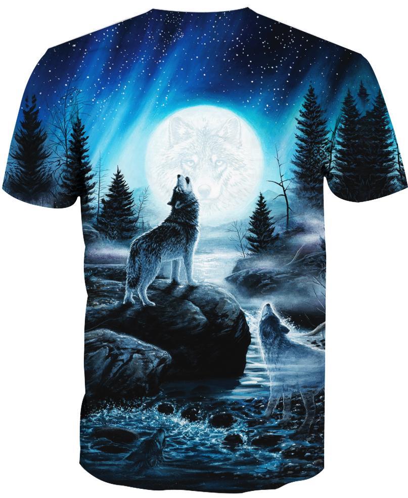 Wolf Blue Moon 3D Hoodie - Native American Pride Shop