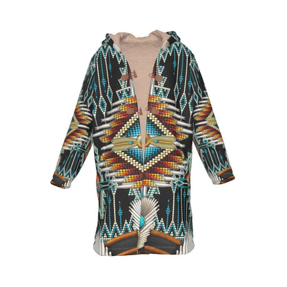 Native American Horn Button Long Fleece Windbreaker NBD