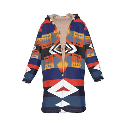 Native American Shape Horn Button Long Fleece Windbreaker NBD