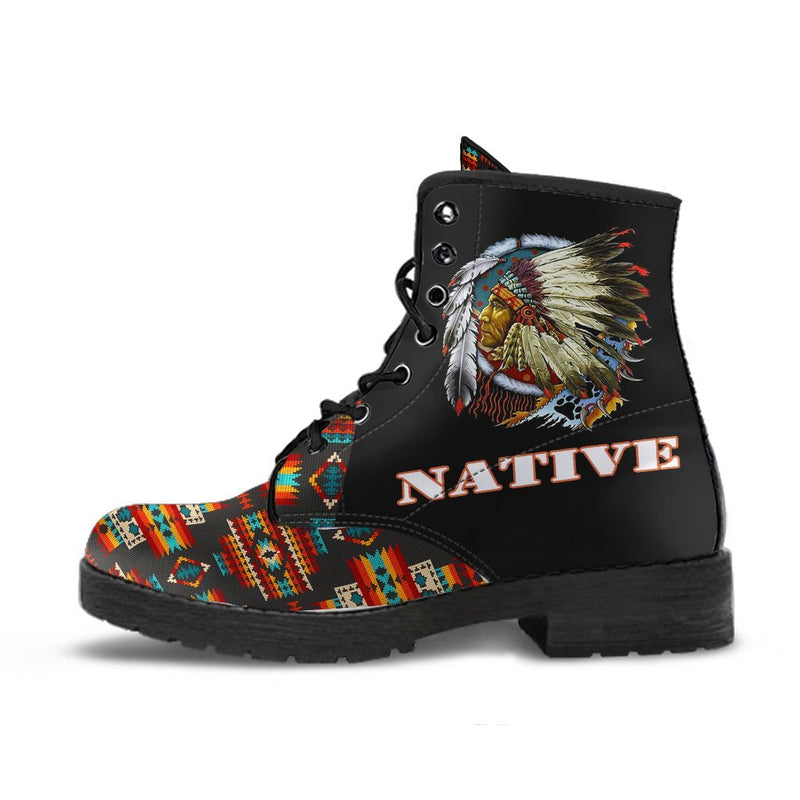 Black Pattern Native Leather Boots NBD