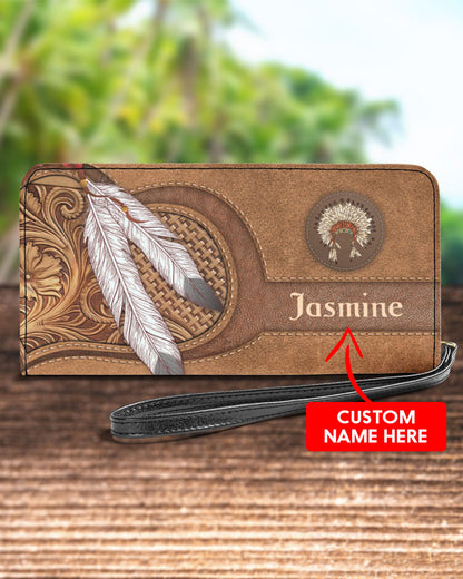 CUSTOM NAME HERE - Native American Wolves Womens Clutch Purse 12 NBD