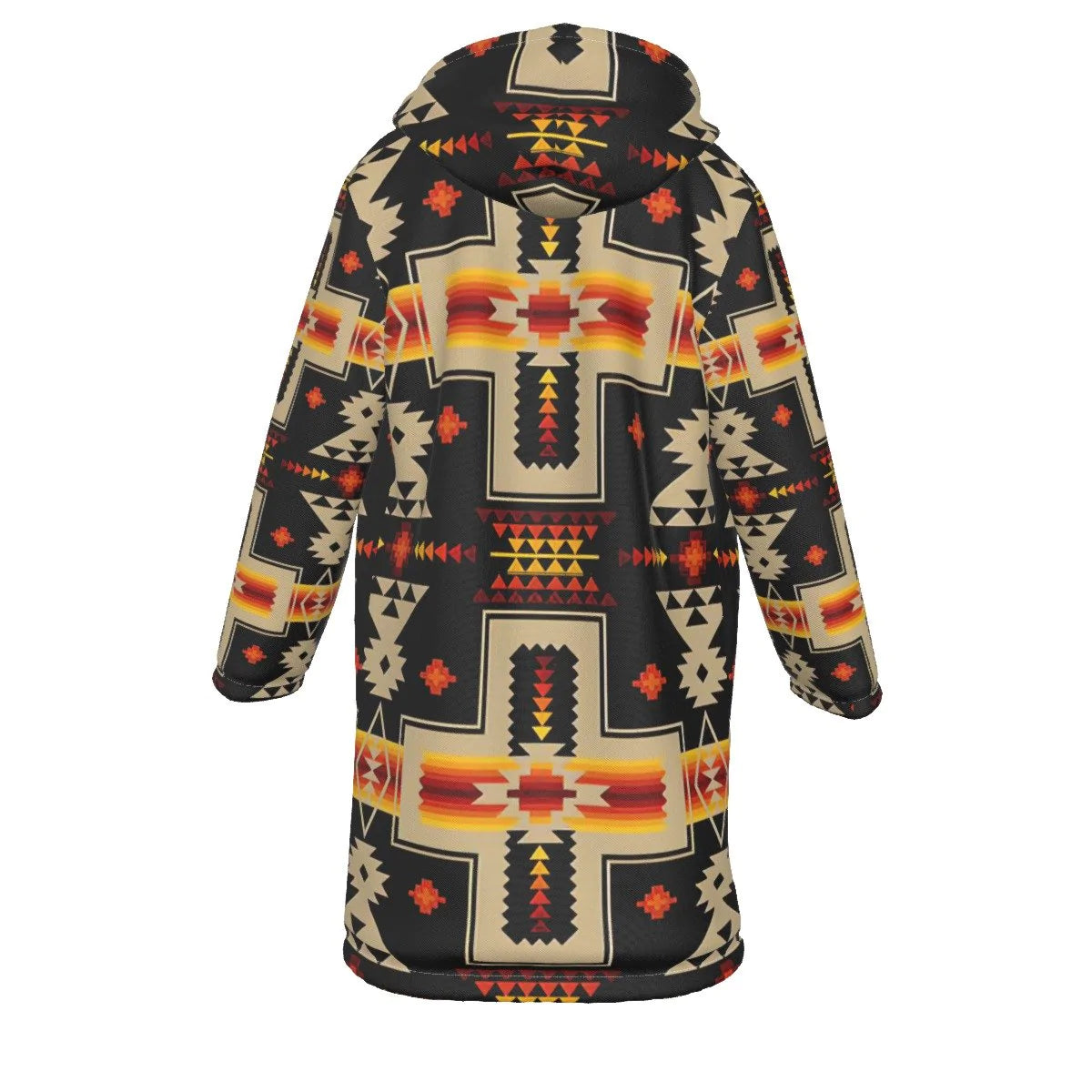 Native American Pattern Horn Button Long Fleece Windbreaker Best Selling NBD