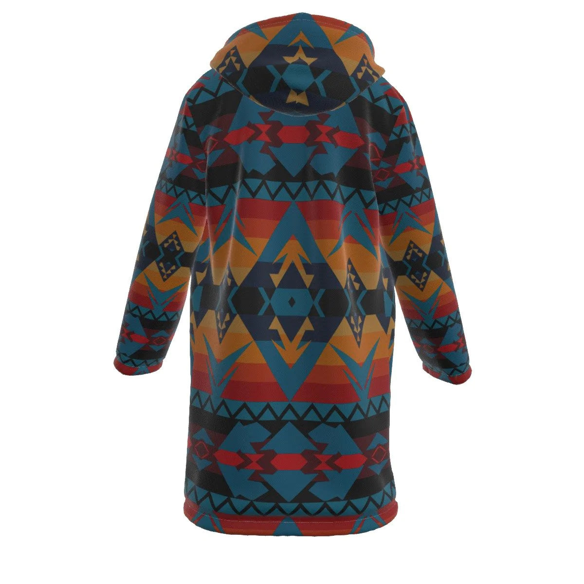 Horn Button Long Fleece Windbreaker Culture Pattern NBD