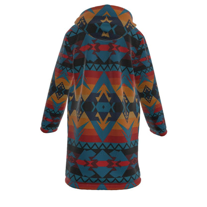 Horn Button Long Fleece Windbreaker Culture Pattern NBD