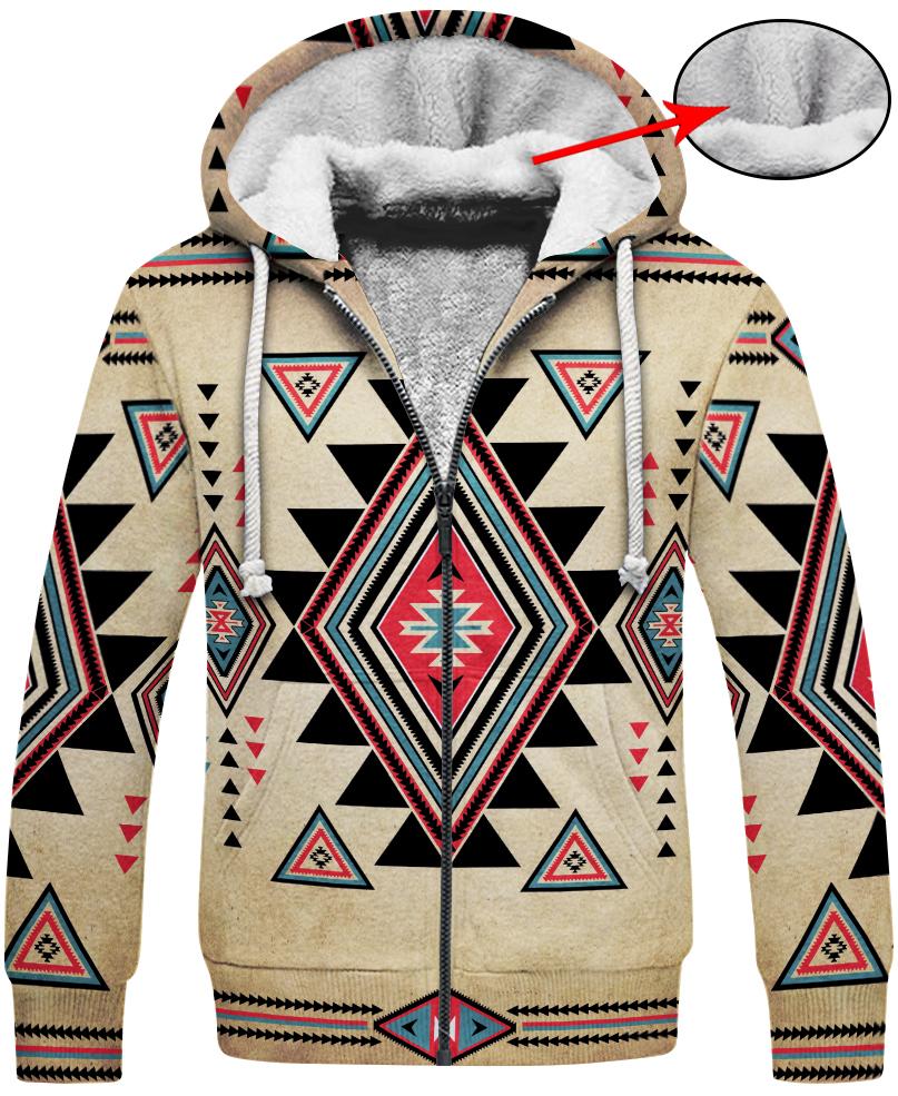 Native American 3D Print Hoodie – Full Zip Pullover Sweatshirt With Pockets (Unisex)