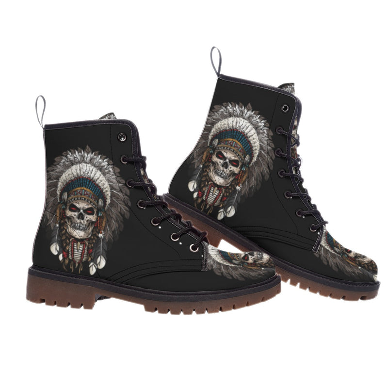 Skull Native Leather Martin Short Boots NBD