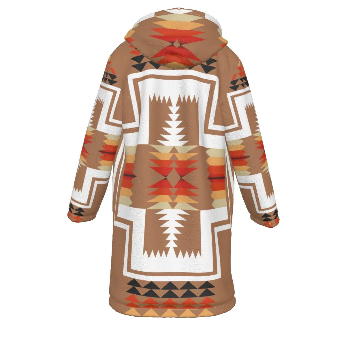 Native American Culture Pattern Horn Button Long Fleece Windbreaker